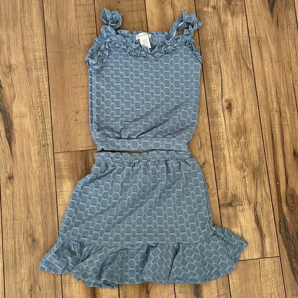 This is a super cute brand new blue skirt set.